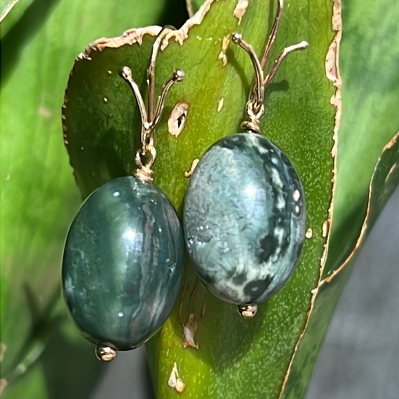 dean Harris, 18 karat gold and blood stone earrings